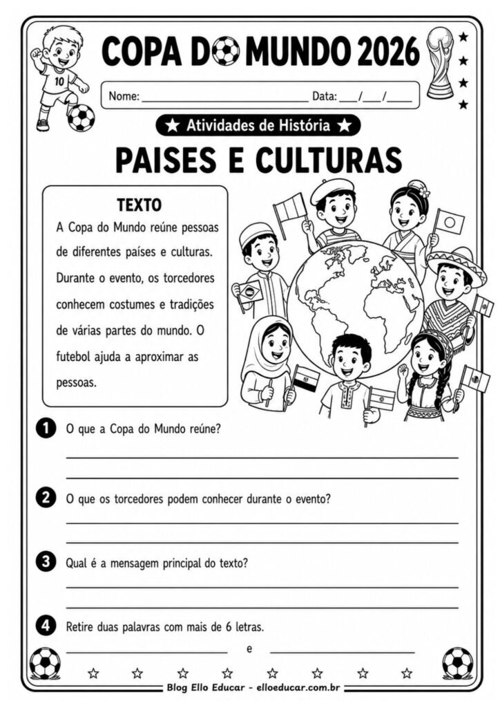 Atividades da Copa do Mundo para 2° ano