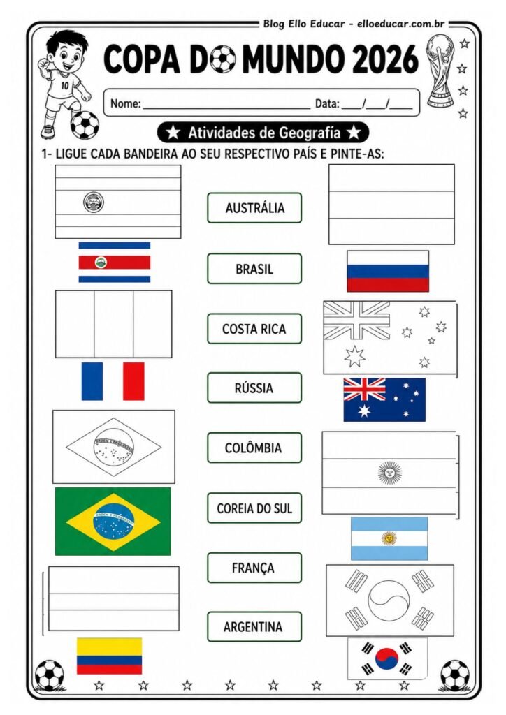 Atividades da Copa do Mundo para 2° ano