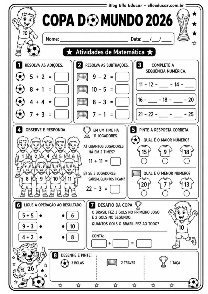Atividades da Copa do Mundo para 2° ano
