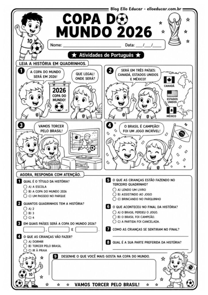 Atividades da Copa do Mundo para 2° ano