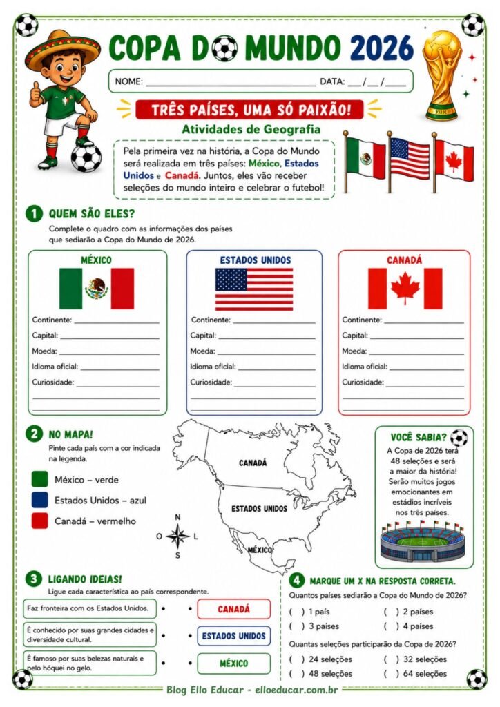 Atividades da Copa do Mundo 3° ano