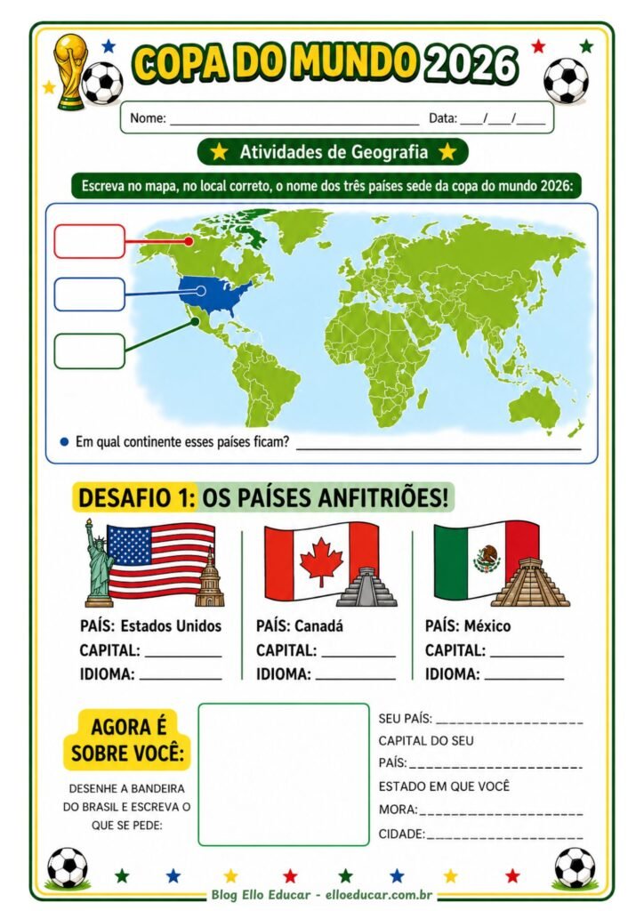 Atividades da Copa do Mundo 3° ano