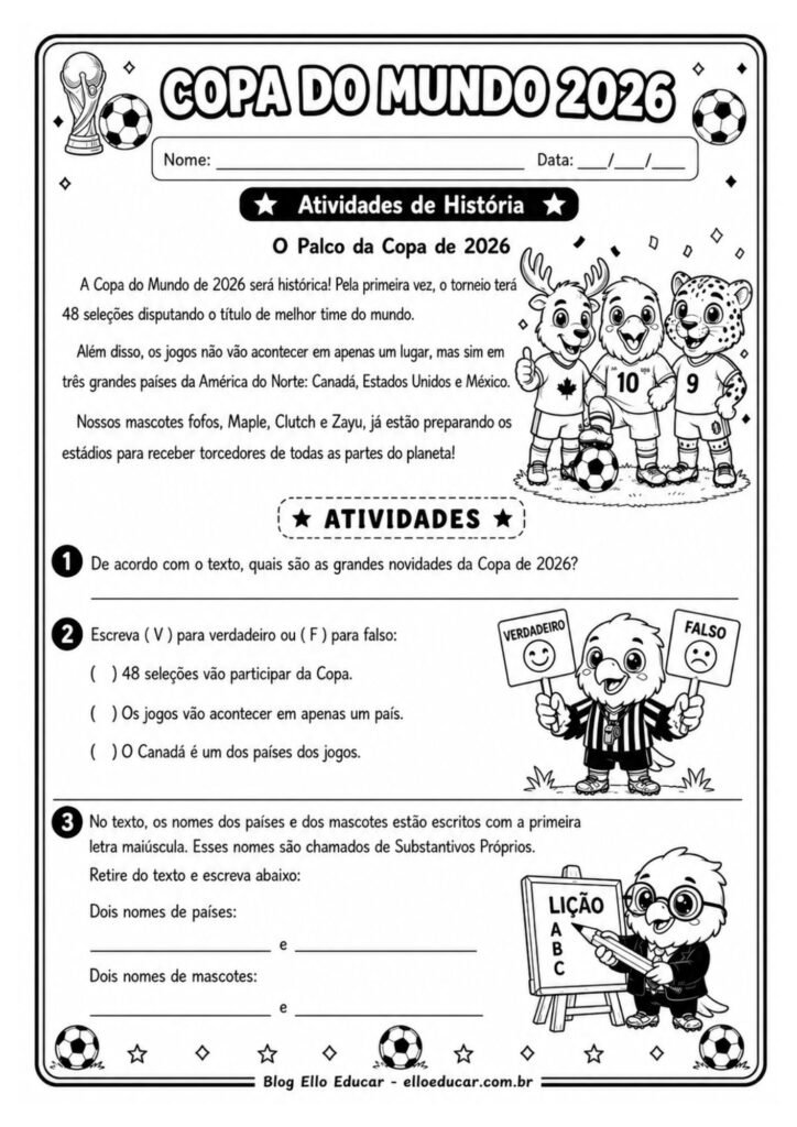 Atividades da Copa do Mundo 3° ano