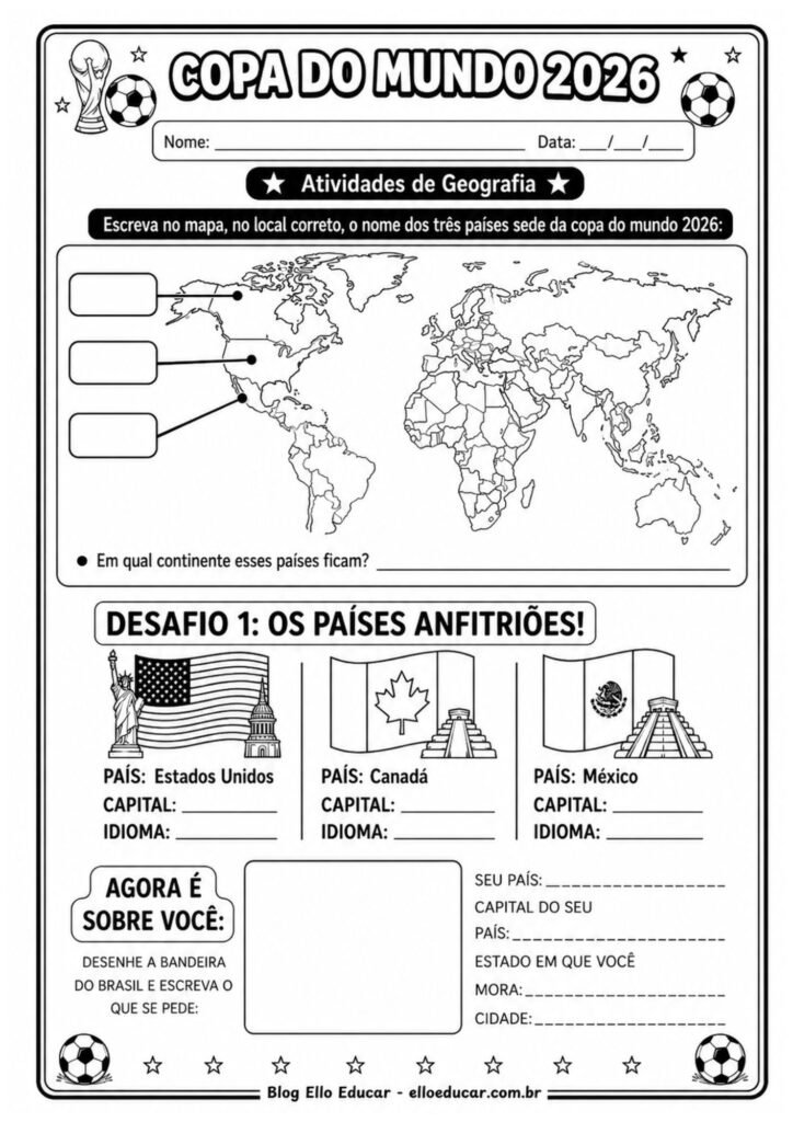 Atividades da Copa do Mundo 3° ano