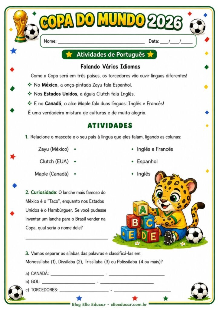 Atividades da Copa do Mundo 3° ano