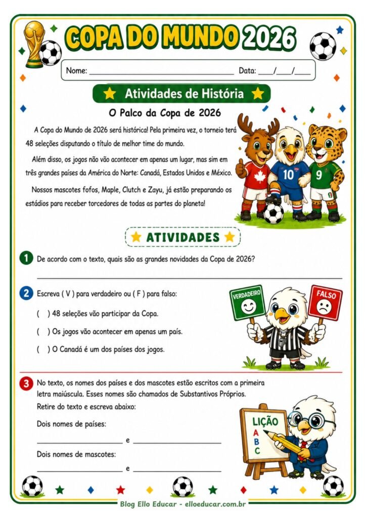 Atividades da Copa do Mundo 3° ano