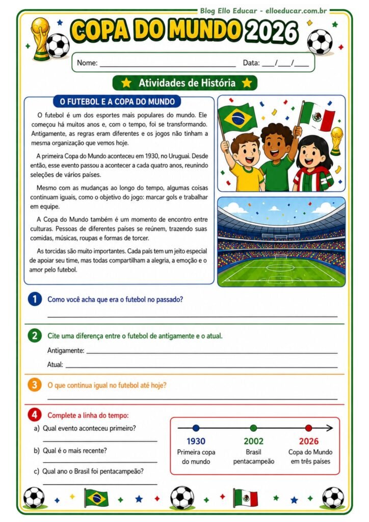 Atividades da Copa do Mundo 3° ano