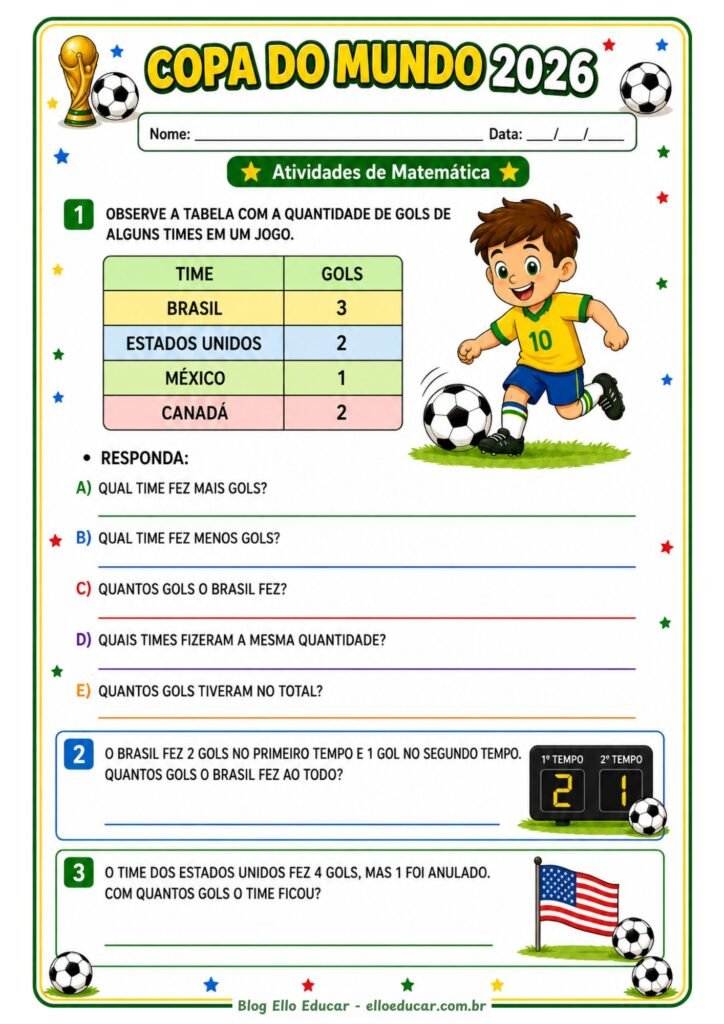Atividades da Copa do Mundo 3° ano