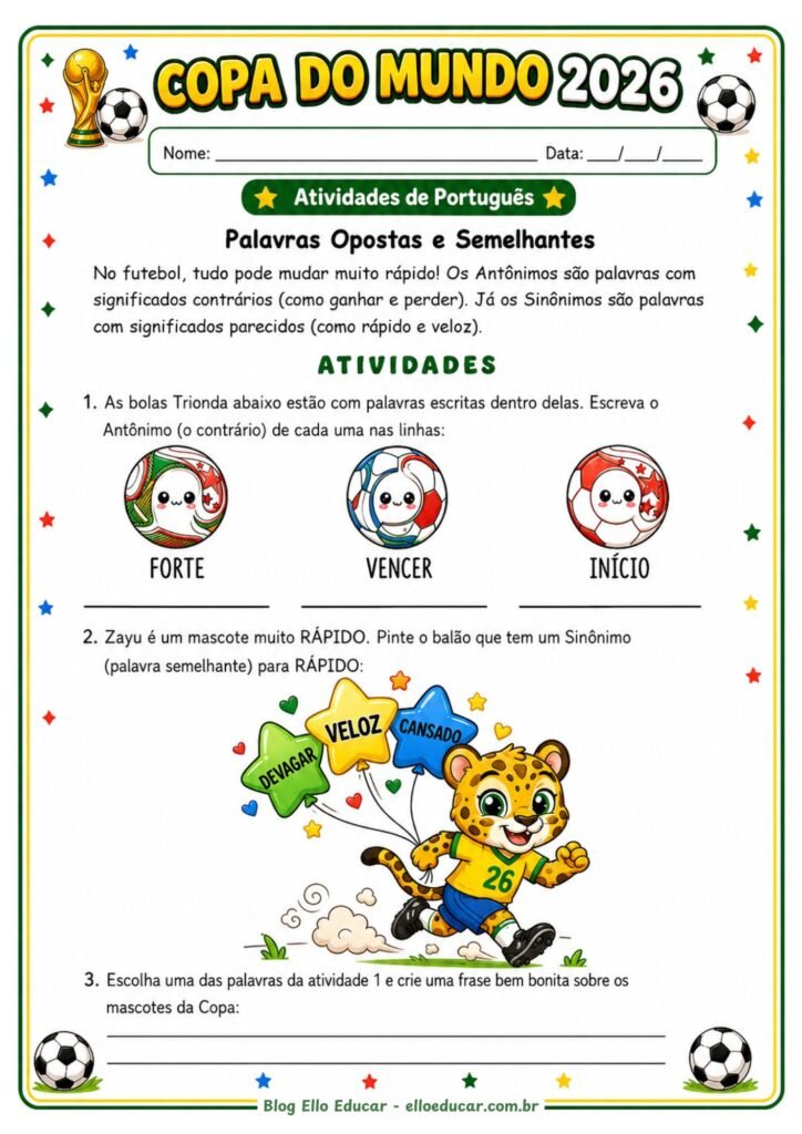 Atividades da Copa do Mundo 3° ano