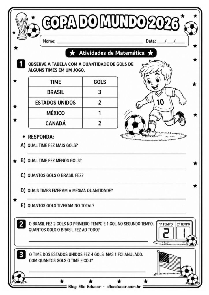 Atividades da Copa do Mundo 3° ano