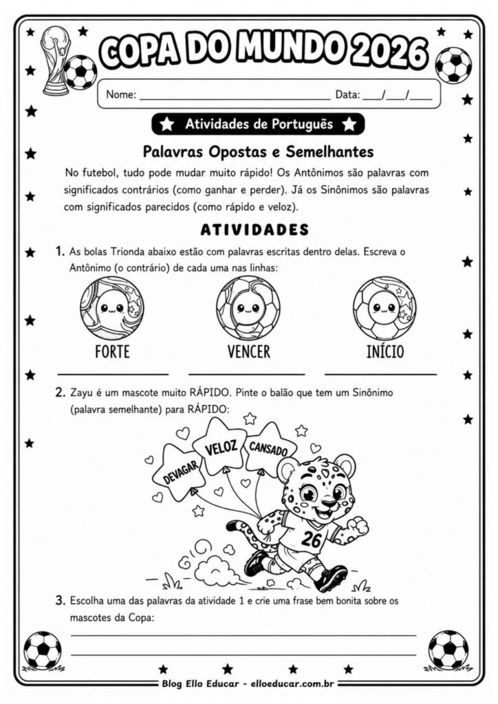 Atividades da Copa do Mundo 3° ano