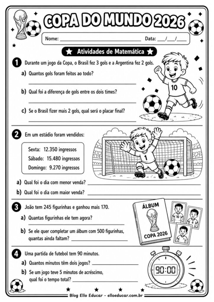 Atividades da Copa do Mundo 3° ano