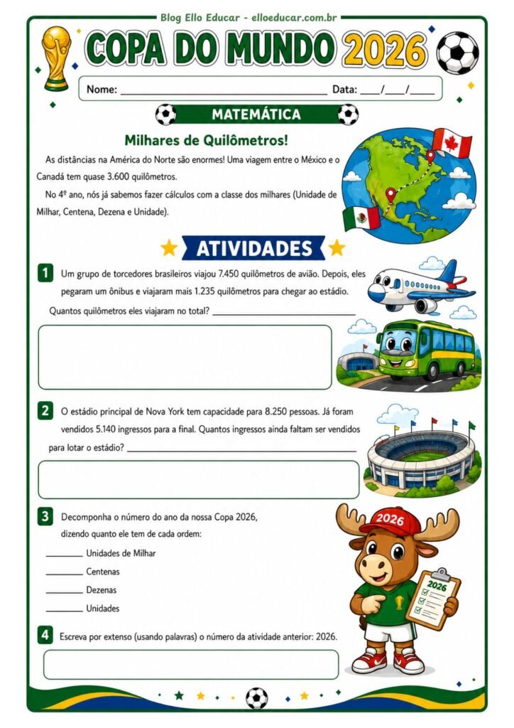 Atividades da Copa do Mundo 4° ano