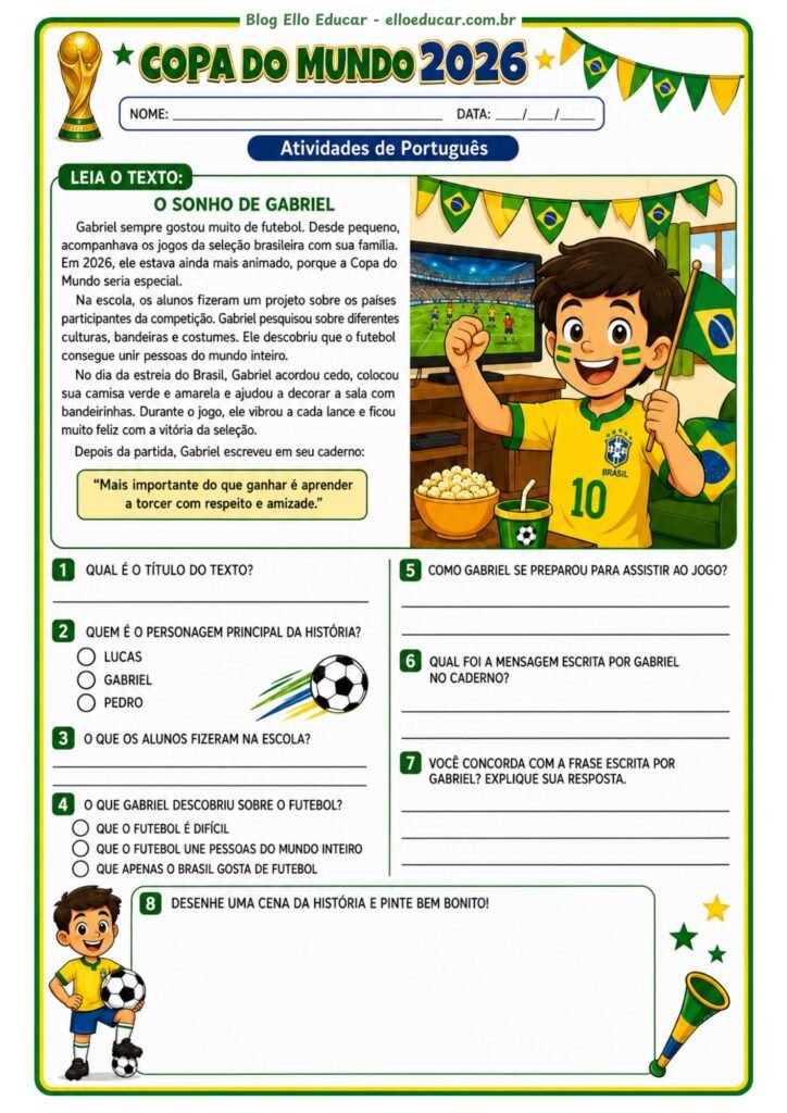 Atividades da Copa do Mundo 4° ano
