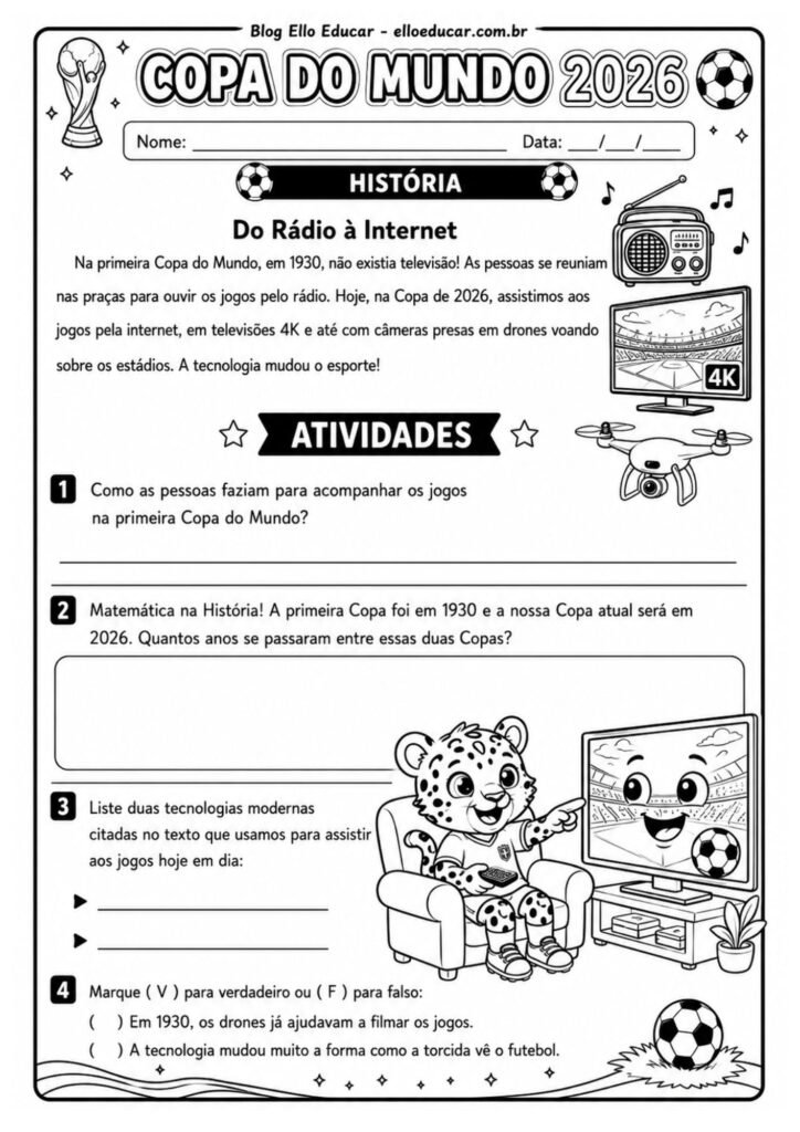Atividades da Copa do Mundo 4° ano