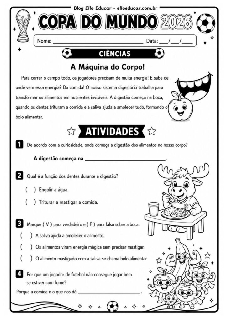 Atividades da Copa do Mundo 4° ano