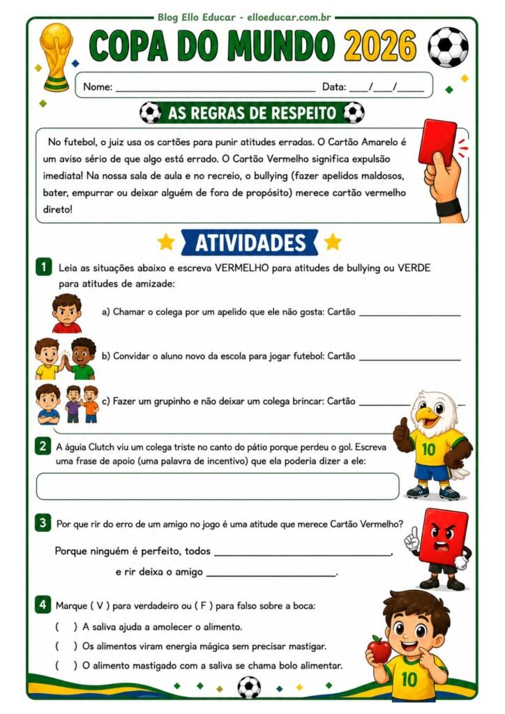 Atividades da Copa do Mundo 4° ano