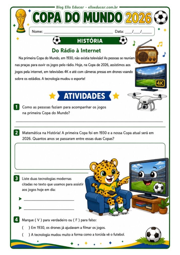 Atividades da Copa do Mundo 4° ano