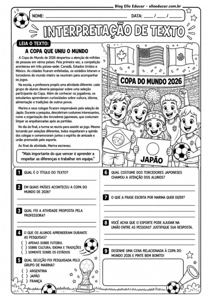 Atividades da Copa do Mundo 5° ano.