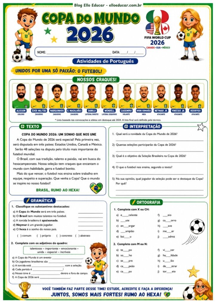 Atividades da Copa do Mundo 5° ano.