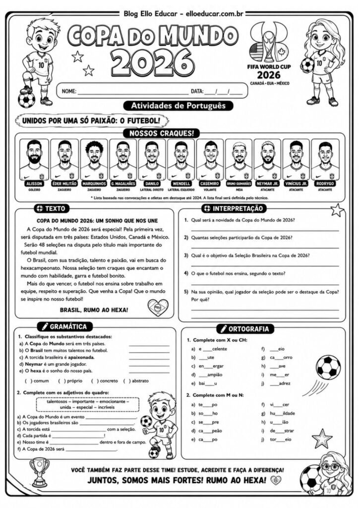 Atividades da Copa do Mundo 5° ano.