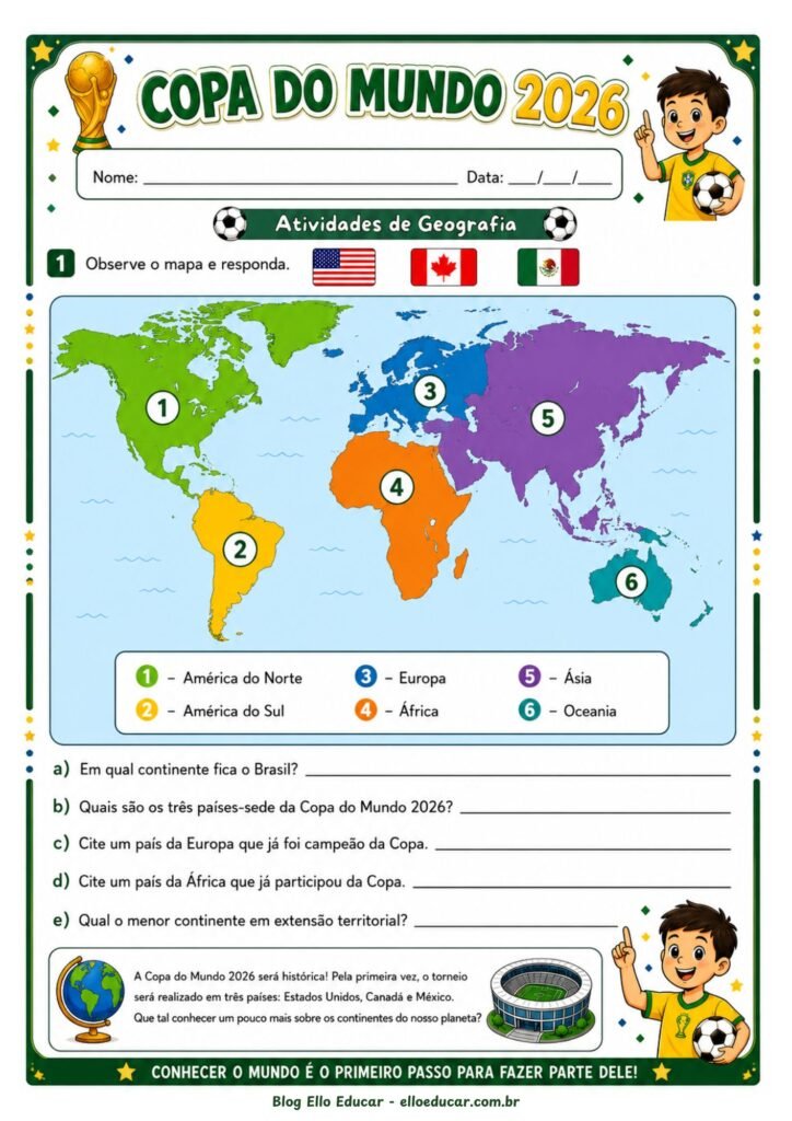 Atividades da Copa do Mundo 5° ano.
