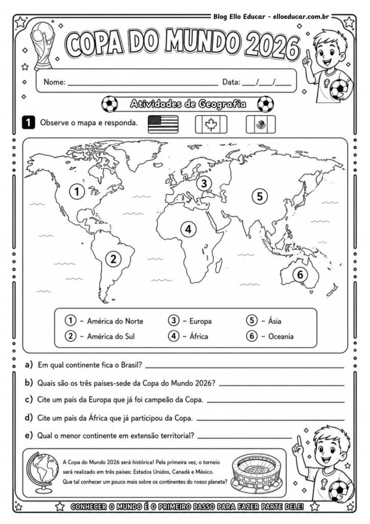 Atividades da Copa do Mundo 5° ano.