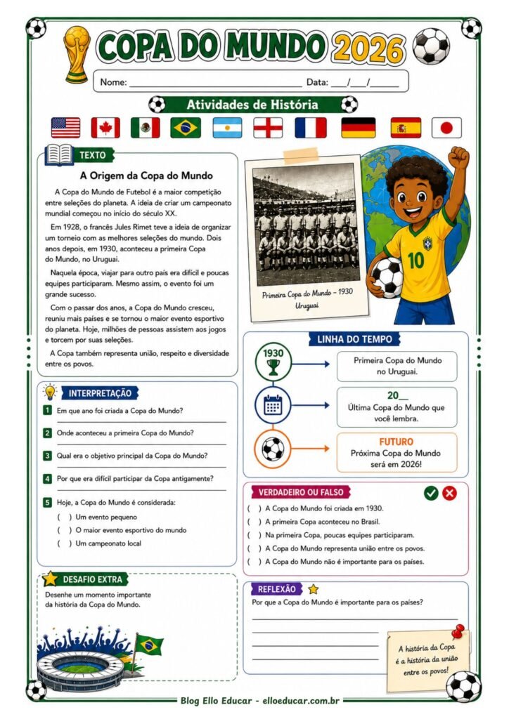 Atividades da Copa do Mundo 5° ano.