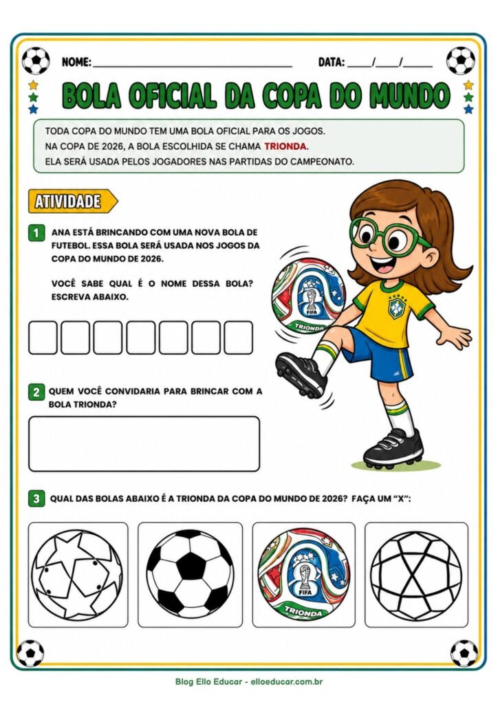 Atividades da Copa do Mundo para imprimir
