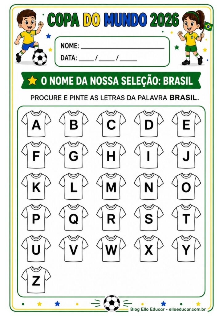 Atividades da Copa do mundo para Educação Infantil
