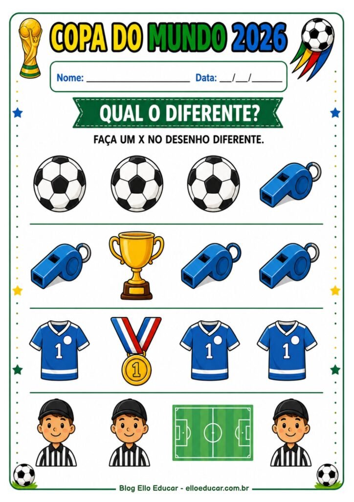 Atividades da Copa do mundo para Educação Infantil