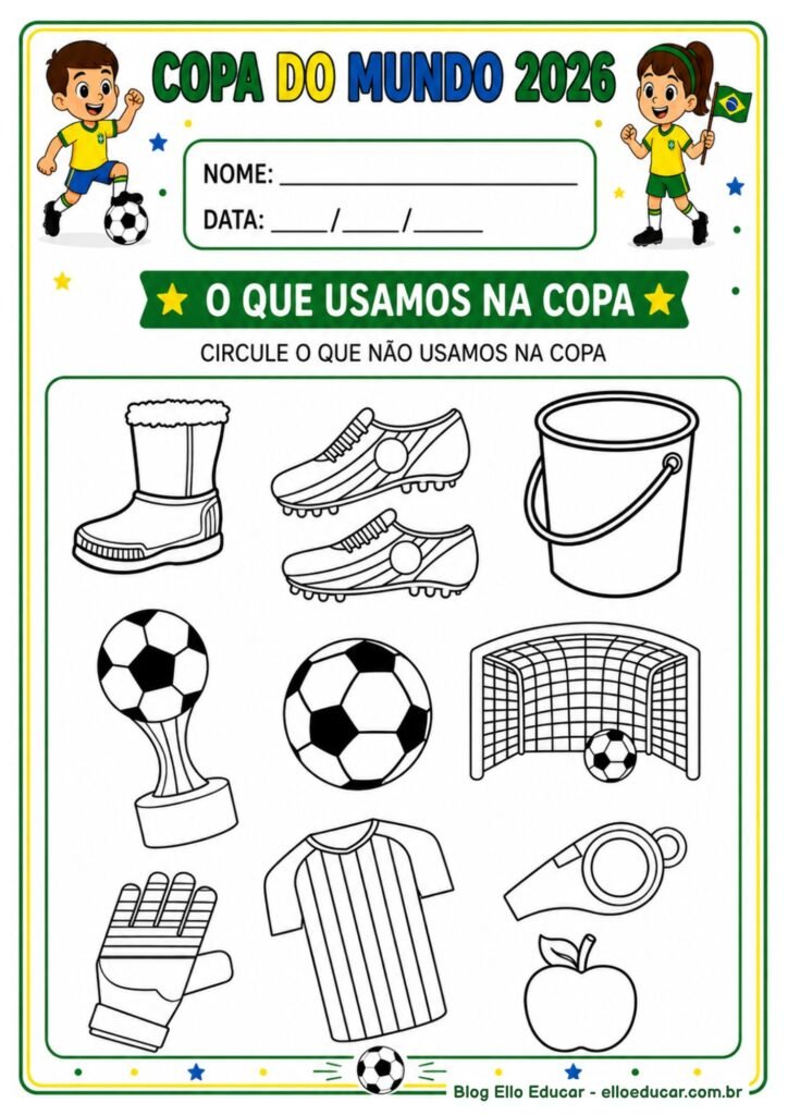 Atividades da Copa do mundo para Educação Infantil