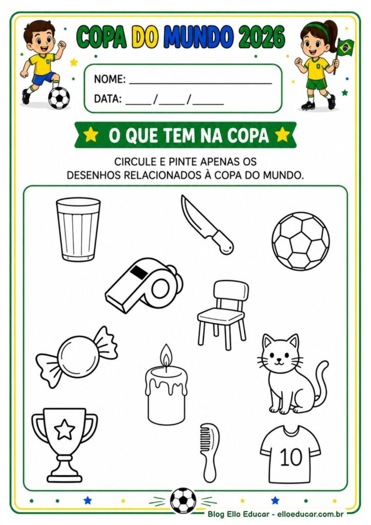 Atividades da Copa do mundo para Educação Infantil
