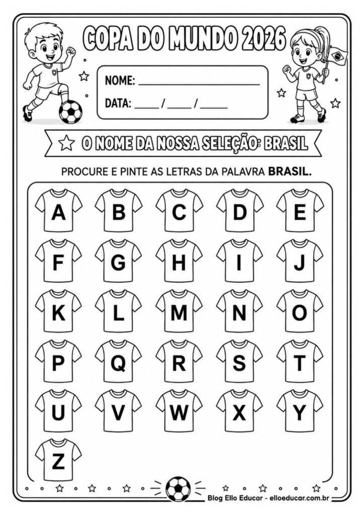 Atividades da Copa do mundo para Educação Infantil