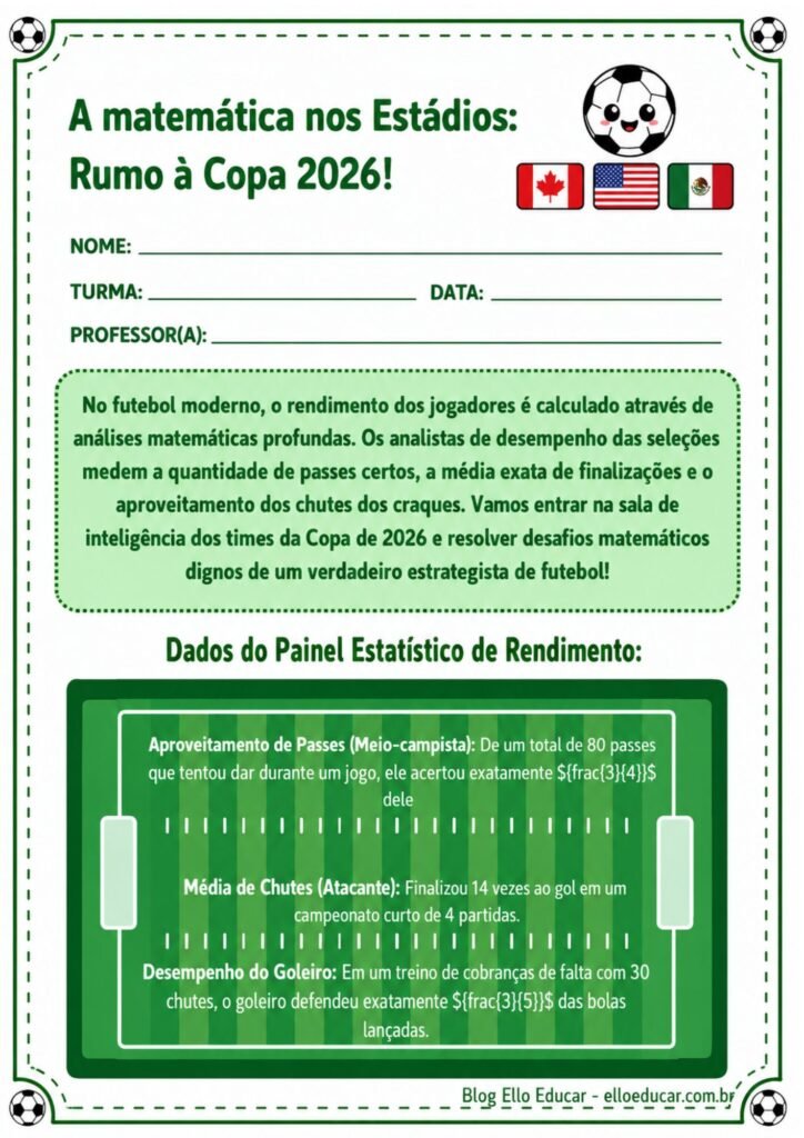 Atividades de Matemática Copa do Mundo 2026 5° ano