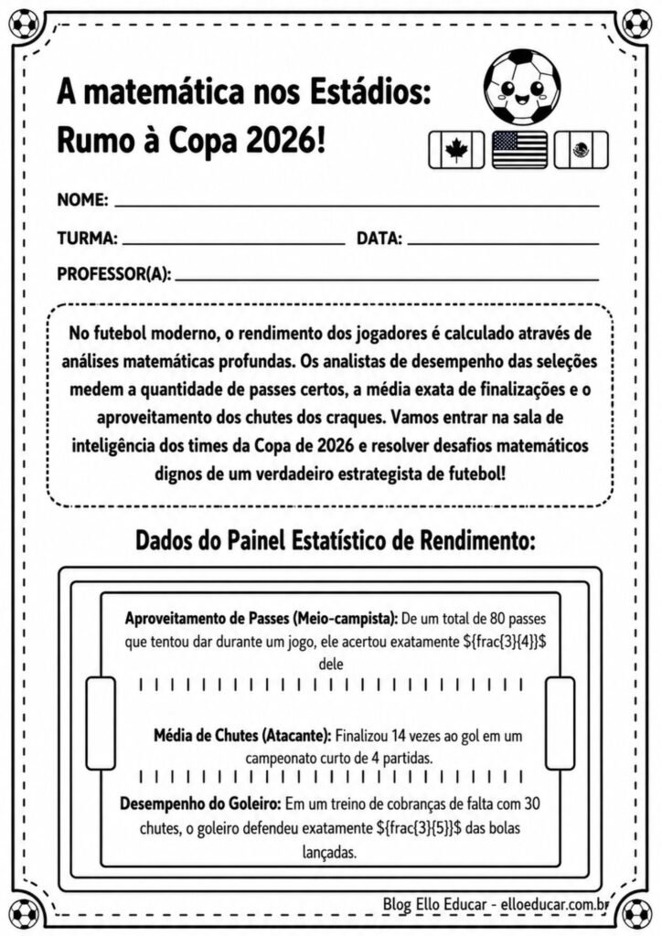 Atividades de Matemática Copa do Mundo 2026 5° ano
