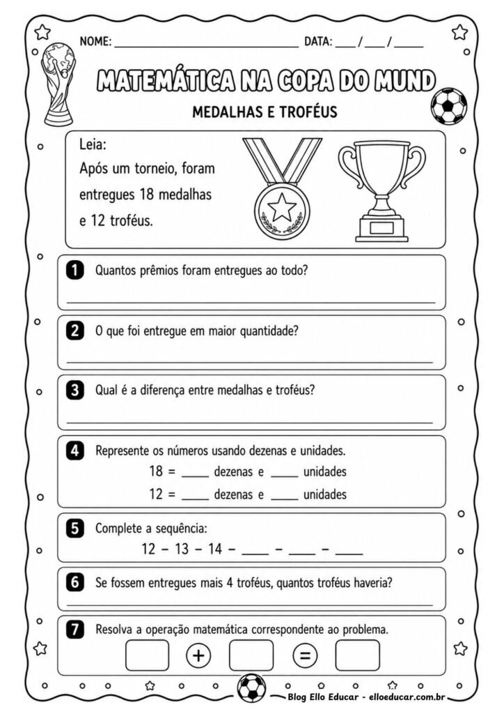 Atividades de Matemática da Copa do Mundo 2° ano