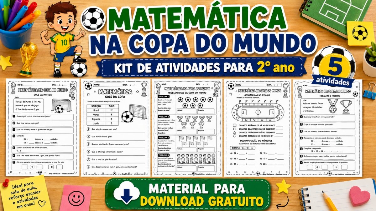 Atividades de Matemática da Copa do Mundo 2° ano para imprimir em PDF