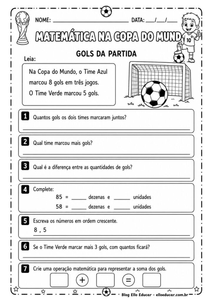 Atividades de Matemática da Copa do Mundo 2° ano