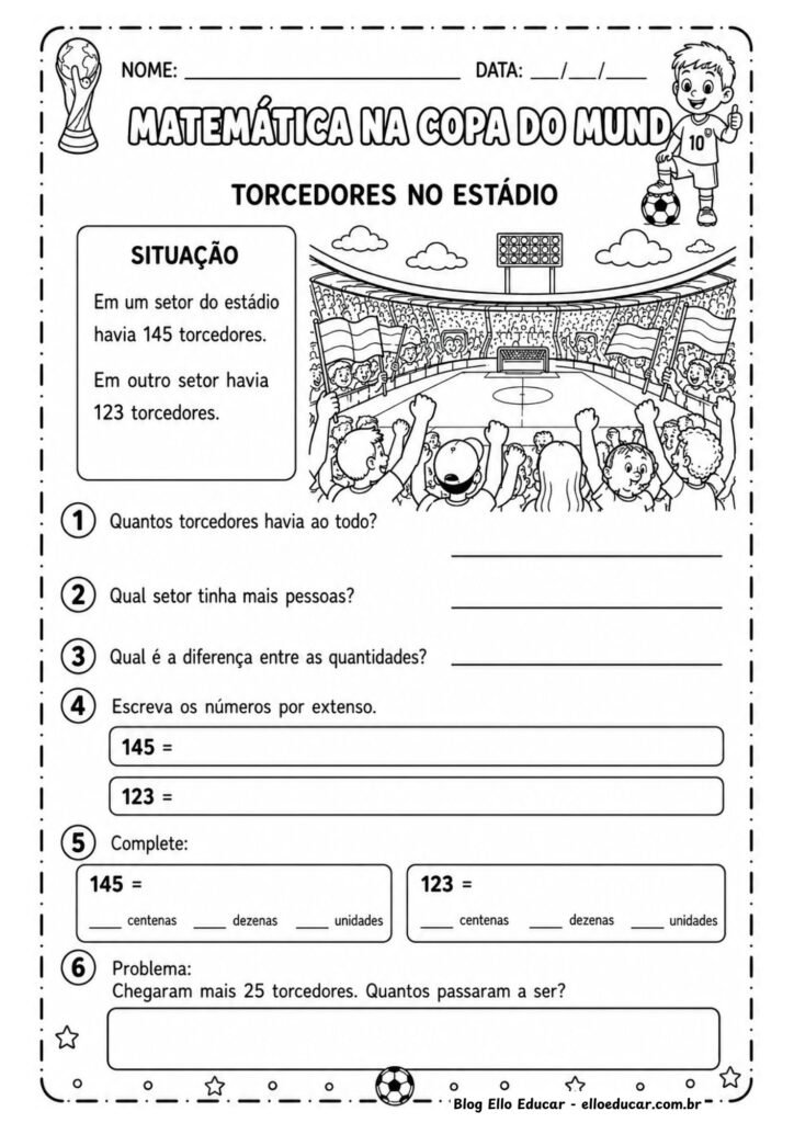 Atividades de Matemática da Copa do Mundo 3° ano