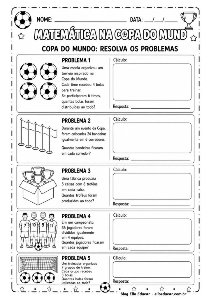 Atividades de Matemática da Copa do Mundo 4° ano