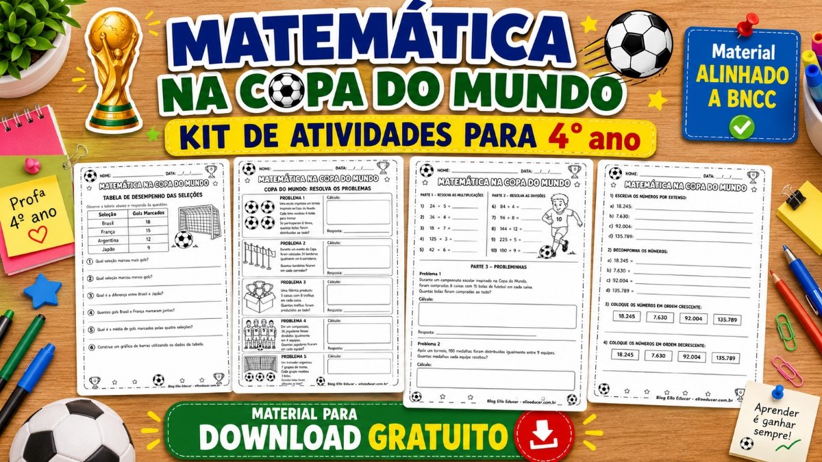 Atividades de Matemática da Copa do Mundo 4º ano para imprimir