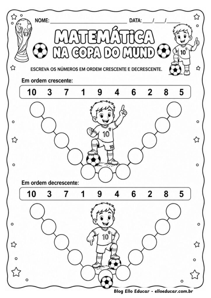 Atividades de Matemática da Copa do Mundo 1° ano.