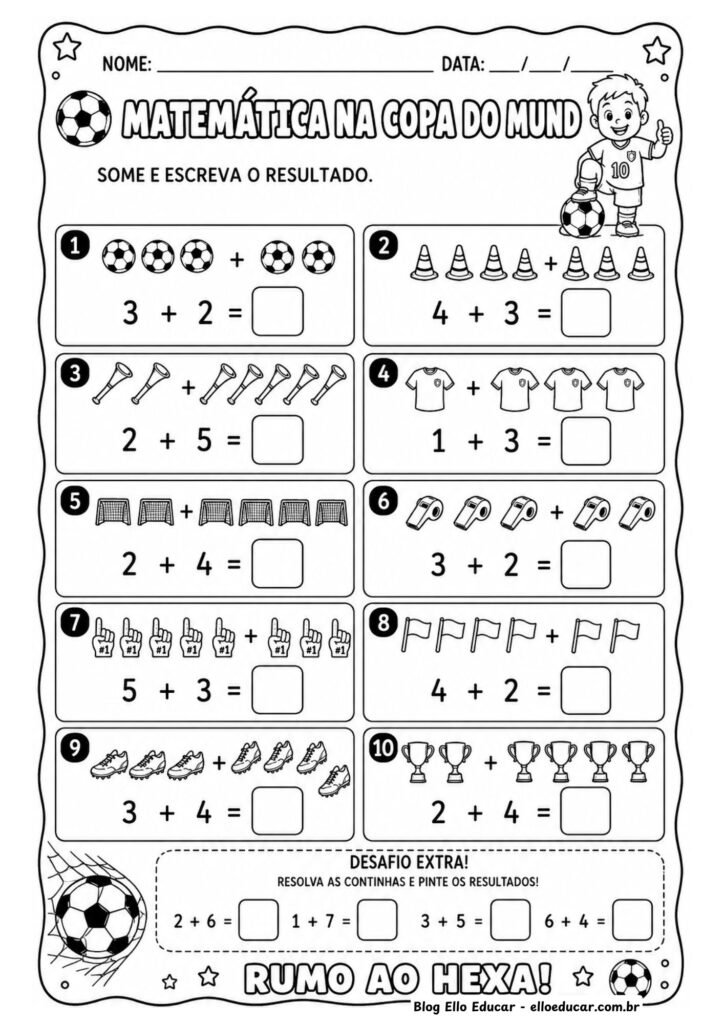 Atividades de Matemática da Copa do Mundo 1° ano.