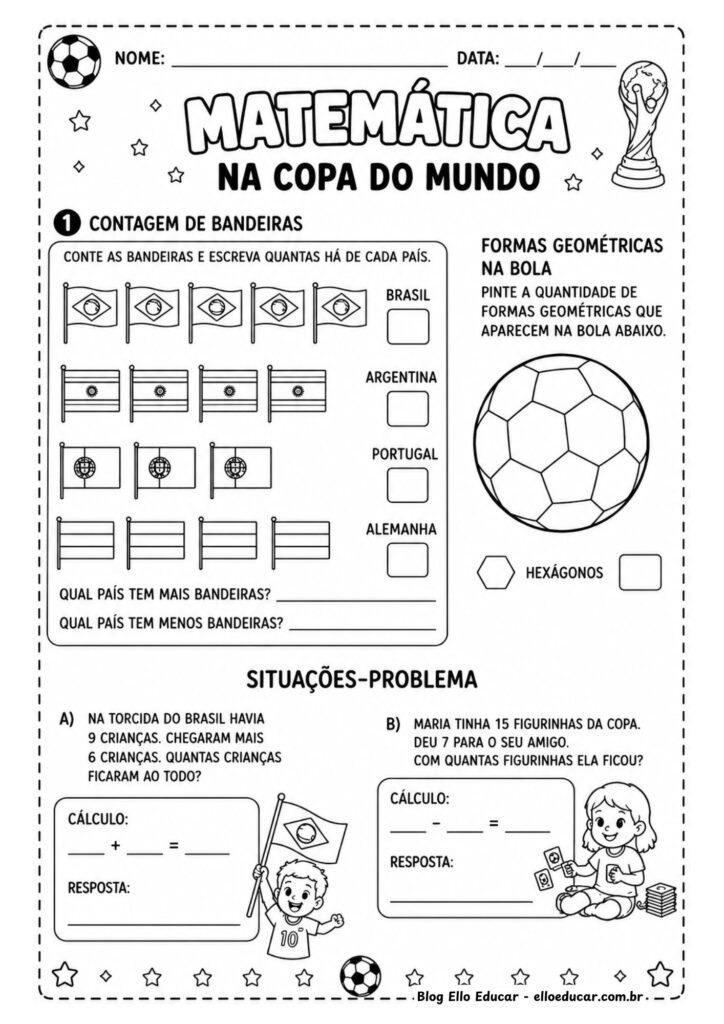 Atividades de Matemática da Copa do Mundo 1° ano.