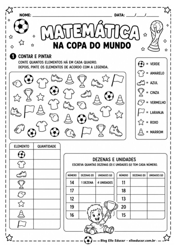 Atividades de Matemática da Copa do Mundo 1° ano.