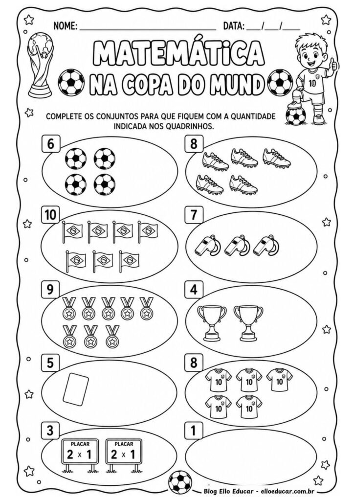 Atividades de Matemática da Copa do Mundo 1° ano.