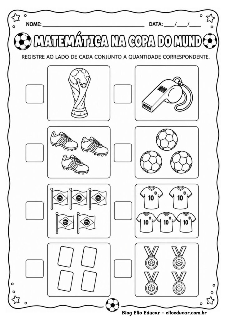 Atividades de Matemática da Copa do Mundo 1° ano.