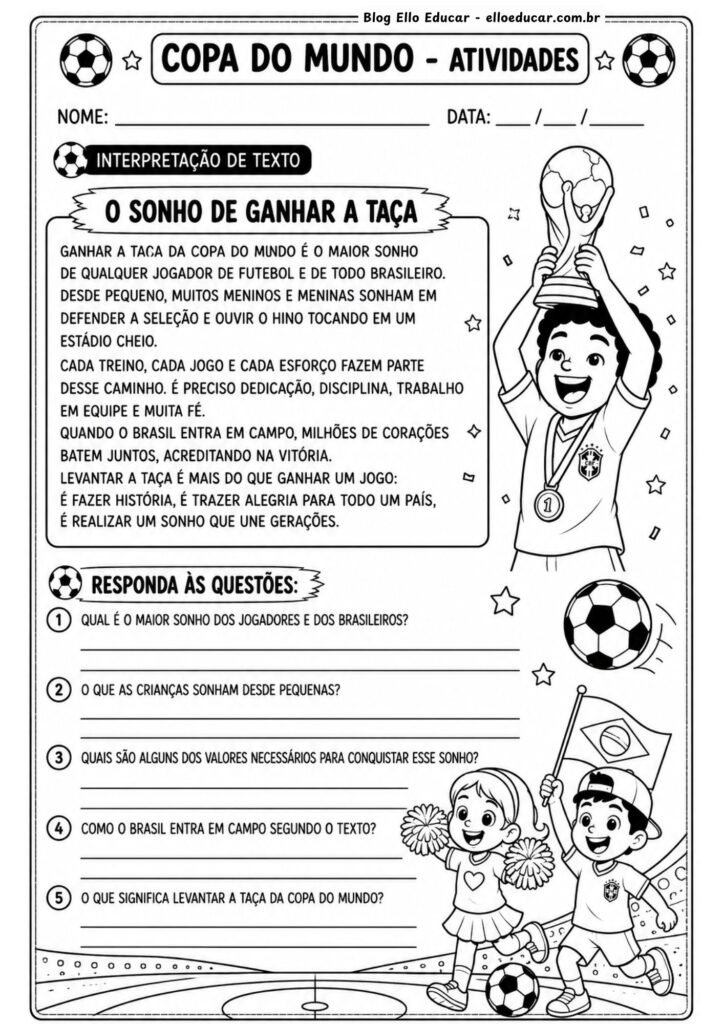 Atividades de português da Copa do Mundo 4° e 5° ano