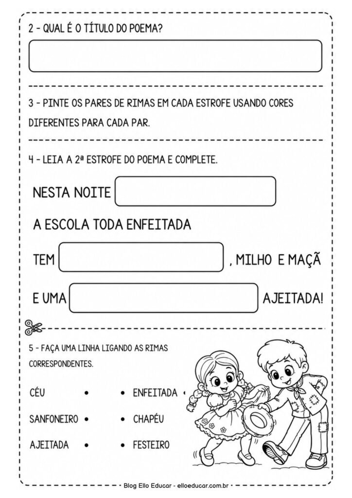 Atividades de Português sobre Festas Juninas para 2° ano